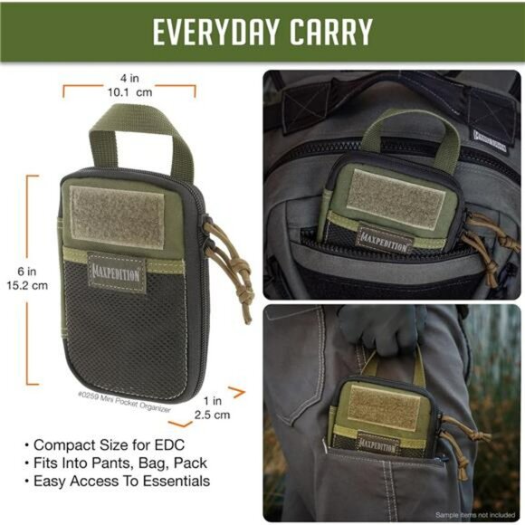 Mini Pocket Organizer Small Travel Pouch Bag with Zipper Compartments for Gear - Picture 5 of 7